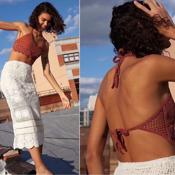 Free people Sydney Crochet Bralette in Terracotta size xs - Picture 2 of 6